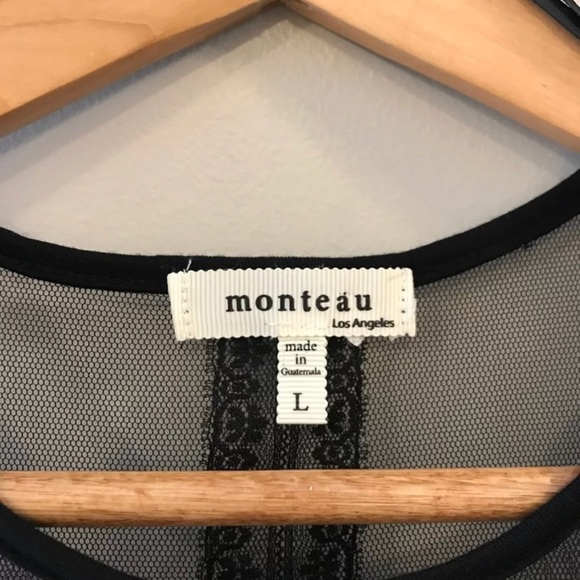 Monteau Little Black Mini Flare Dress Large - Picture 3 of 4